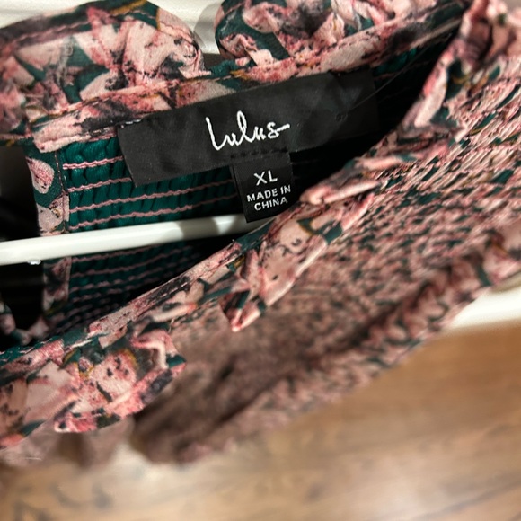 NWT Lulus Floral Forever Green and Pink Floral Print Smocked Skater Dress - Picture 10 of 10